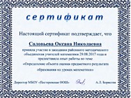 Сертификаты за участие в районном МО